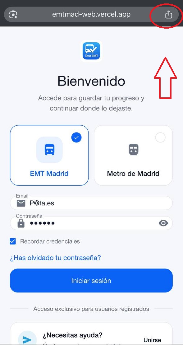 Paso 1 para añadir la app a iPhone